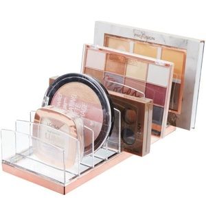 MDesign Plastic Divided Cosmetic Palette Organizer Clear Rose Gold
